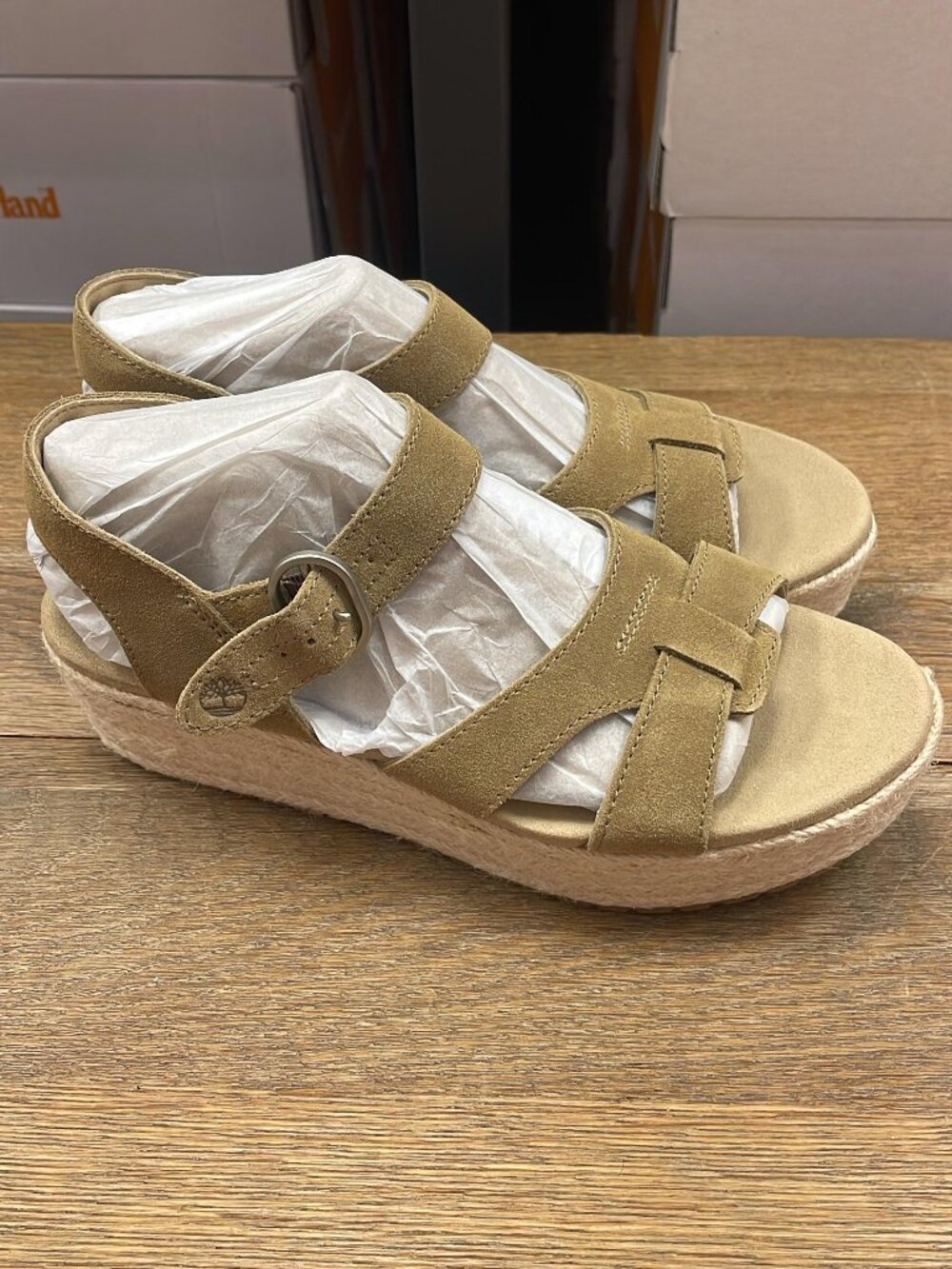 TIMBERLAND WOMEN'S SANTORINI SUN BLACKSTRAP SANDAL MEDIUM BEIGE SUEDE A4256-EW1